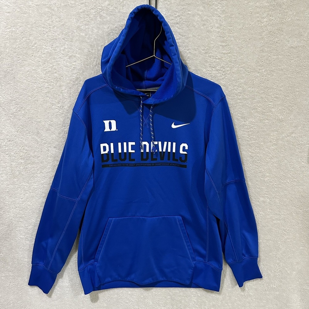Nike UK Duke Blue Devils NCAA Basketball‎ Therma-Fit Hoodie Blue Large - Flaw